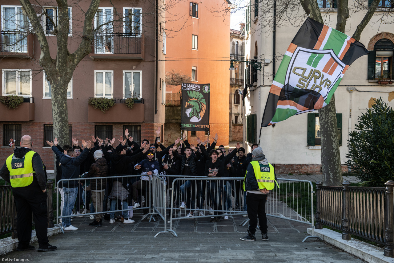There can't be fans on the stadium, but outside there.  Pictured, Italian second-division drivers gathered in Venice on the street next to the track to cheer on their favorites in the Anti-Crotone Championship in March 2020. 
