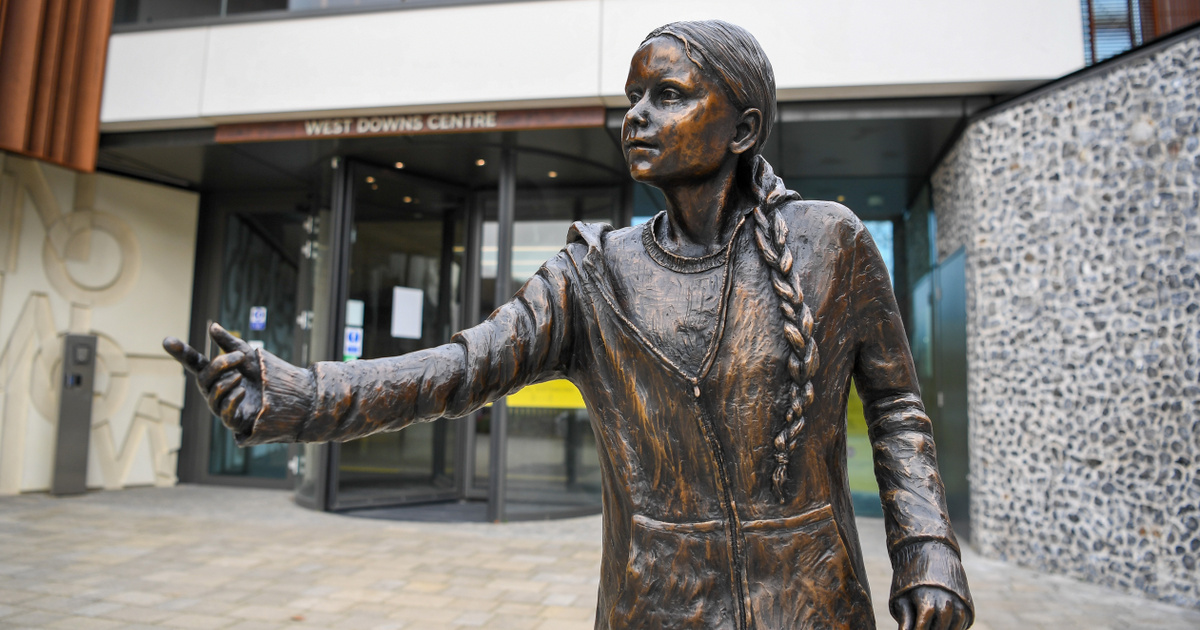 The scandal broke out - outside - a statue of Greta Thunberg was erected