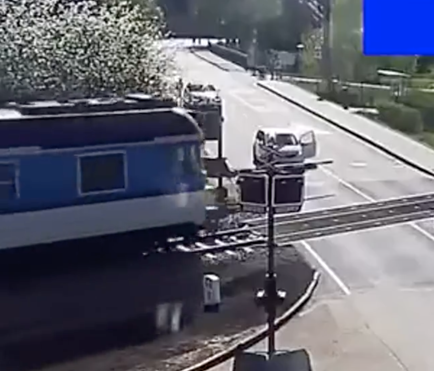 Was the biker who fell off the rails got off the train at the last minute??  Video