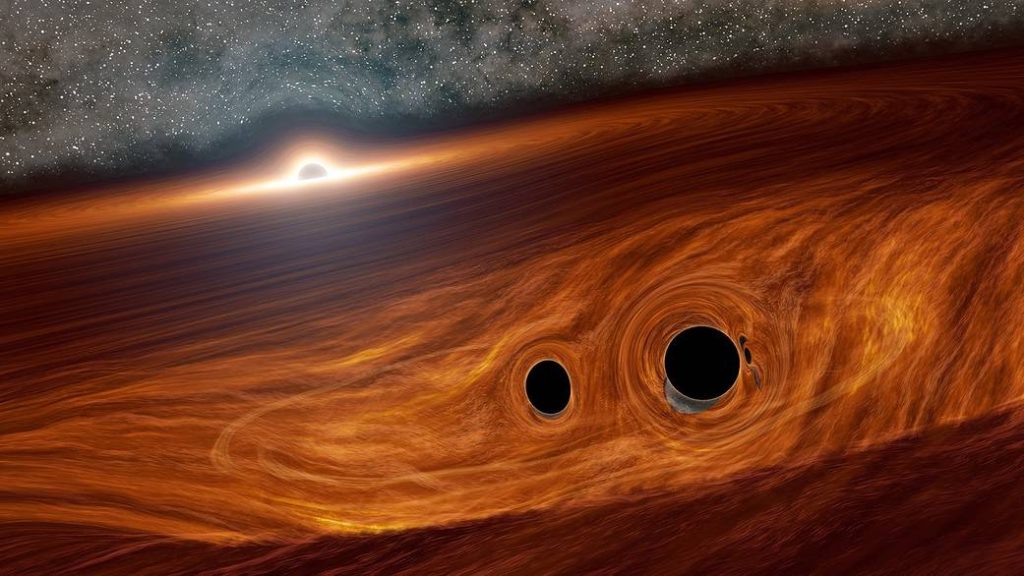 Two black holes can destroy the world in one second