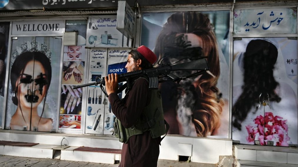 The Taliban are removing pictures of women from posters