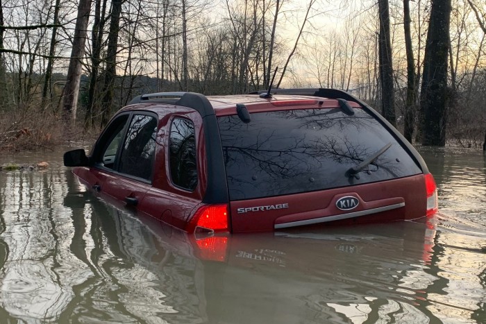 A flooded river has put an end to car chases