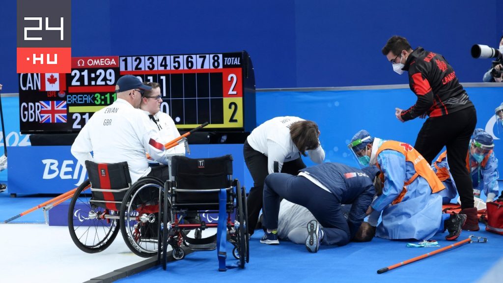 He left his wheelchair and was taken to the hospital by the British curling contestant