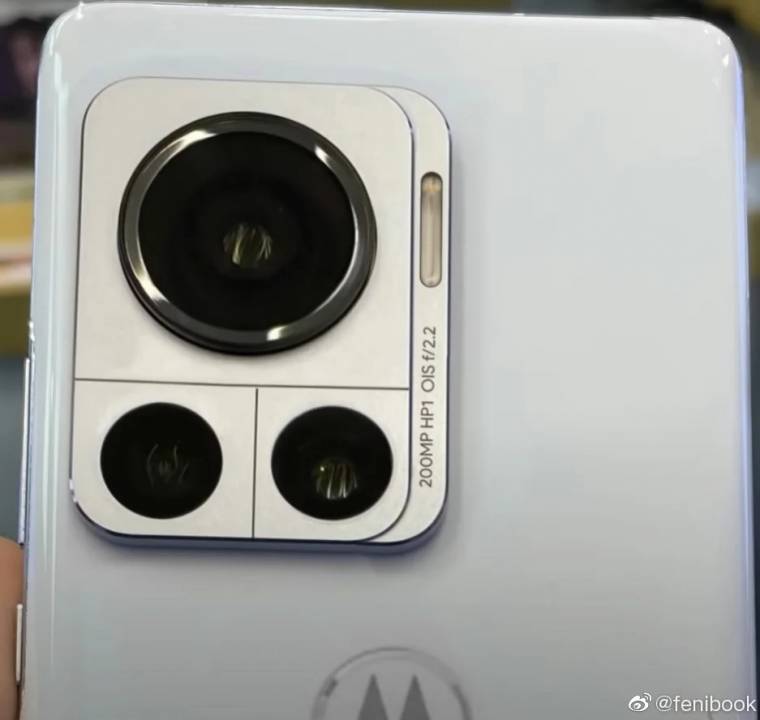 Pictured is a 200MP camera on a Motorola flagship phone