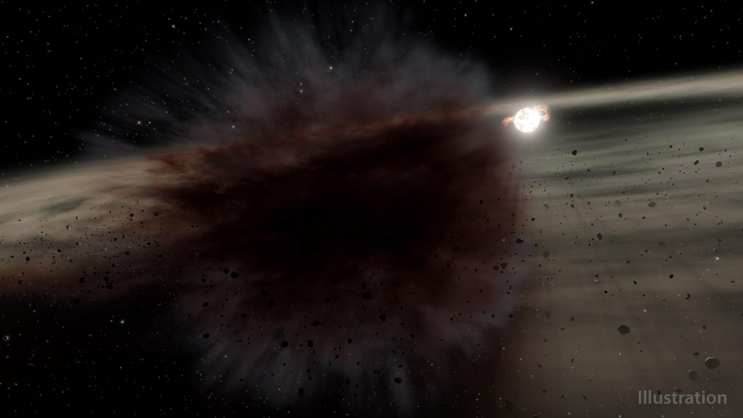 They found a cloud of dust the size of a star caused by the collision of huge asteroids