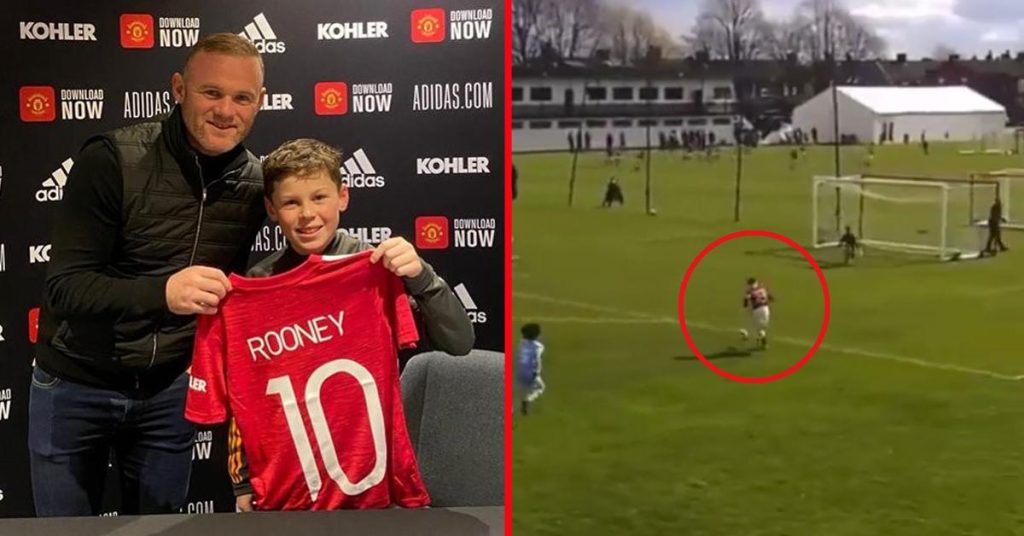 In his father's footsteps!  Little Rooney scored a beautiful goal for the man.  Ci