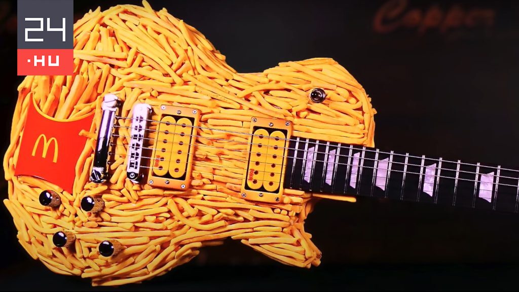 Guitars were also made of French fries, colored pencils, and smashed DVDs