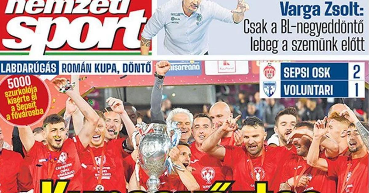 The Romanian sports newspaper publishes an article on the front page of National Sport -