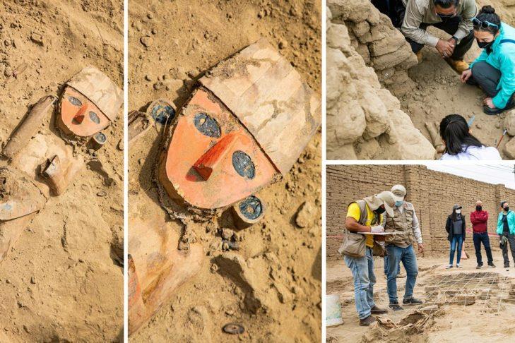 An ornate wooden statue was hidden in a thousand-year-old mud city in Peru